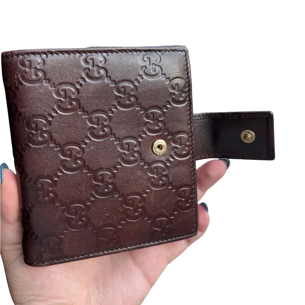 Gucci Chocolate Brown Embossed Leather Wallet with Bow - Gucci Gift Box - Picture 2 of 8